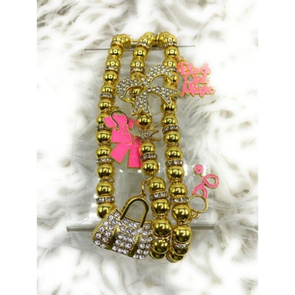 Gold Princess Beads Apple Watch Charm Band - Picture 1 of 2